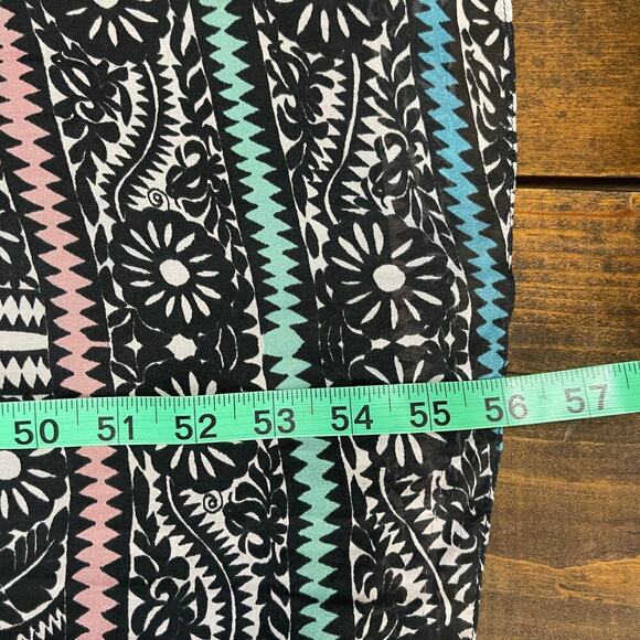 Carolina K Black Printed Sheer Bodice Beaded Silk Aztec Floral Maxi Dress Small - Picture 8 of 16